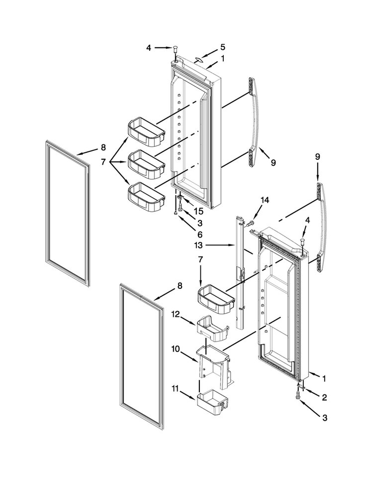 Refrigerator Door Parts Diagram and Parts List for MFW2055YEW00  Maytag Refrigerator