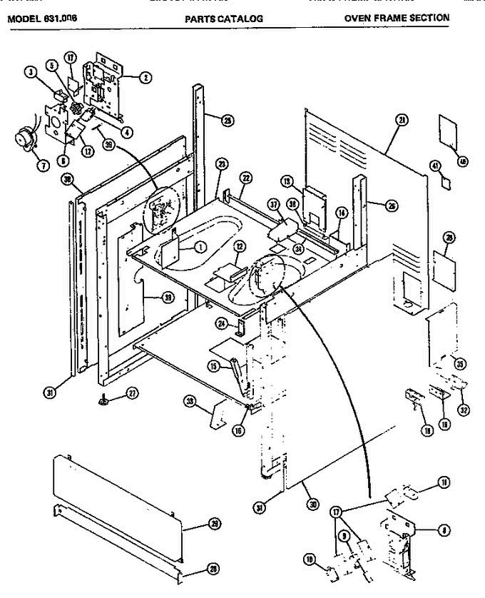 03 - Oven Frame Section Diagram and Parts List for 631006  Litton Microwave Oven Combo