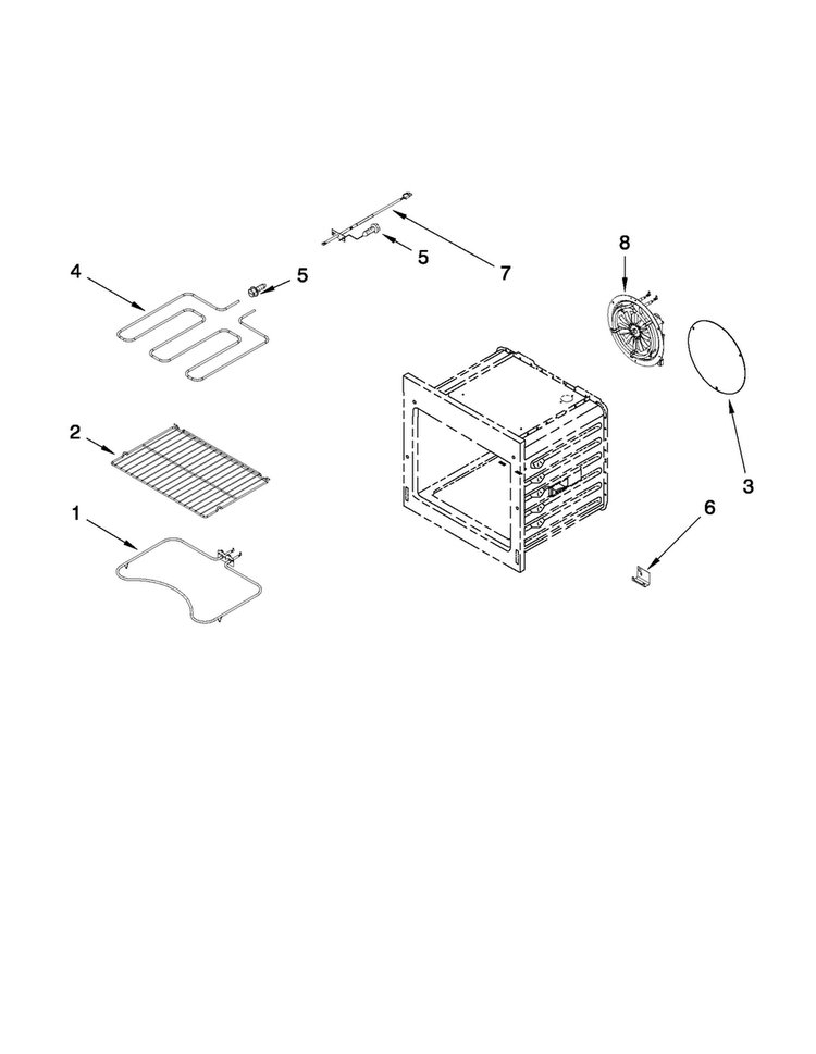 Internal Oven Parts Diagram and Parts List for MEW6630DDW20  Maytag Wall Oven