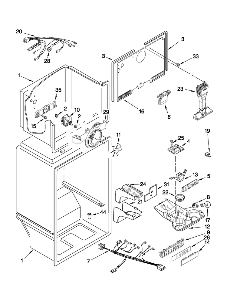 Liner Parts Diagram and Parts List for M9RXDGFYM00  Maytag Refrigerator