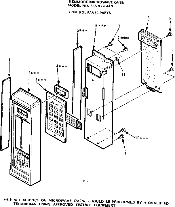 Control Panel Parts Diagram and Parts List for 5658778410  Kenmore Microwave