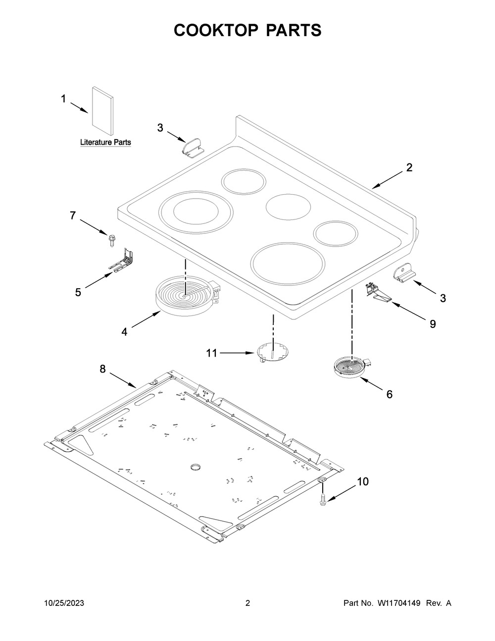 Cooktop Parts Diagram and Parts List for YMER7700LZ3  Maytag Range