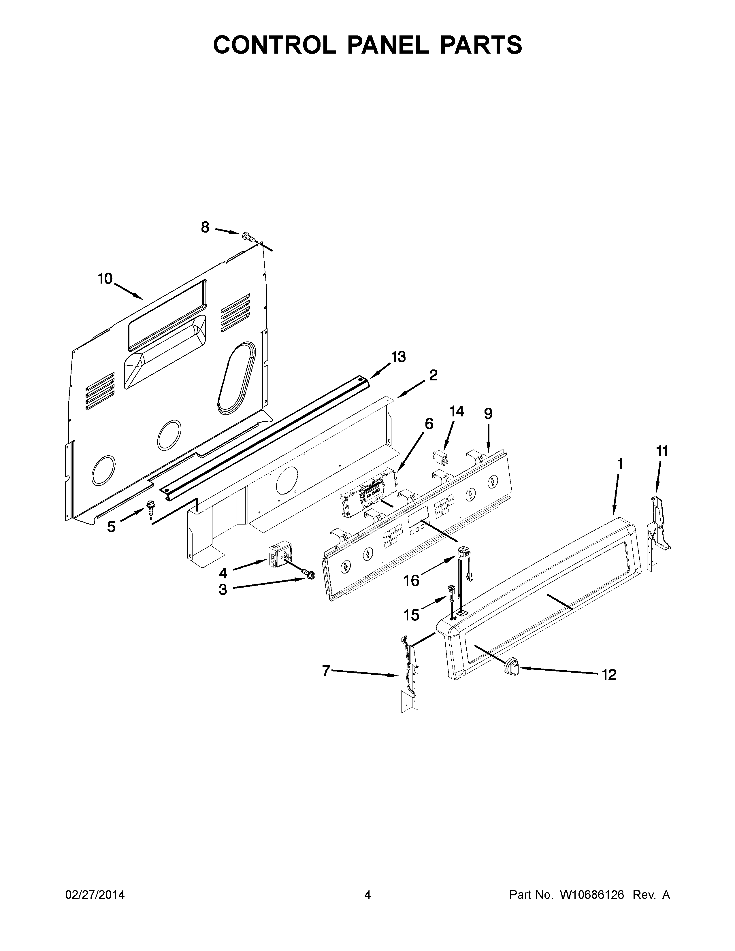03 - CONTROL PANEL PARTS Diagram and Parts List for YMER8800DH0  Maytag Range