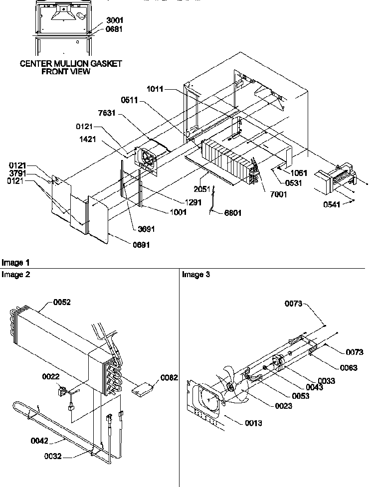 Evaporator And Fan Motor Assemblies Diagram and Parts List for TZI18V2E-P1319001WE  Amana Refrigerator