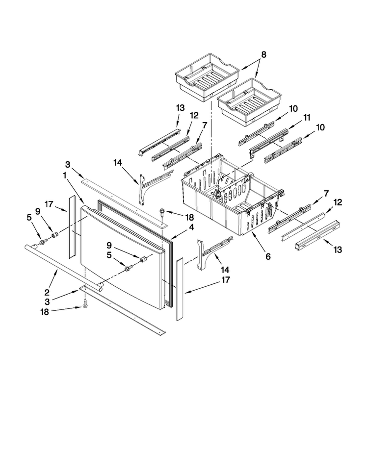Freezer Door Parts Diagram and Parts List for JFI2089WTS3  Jenn-Air Refrigerator