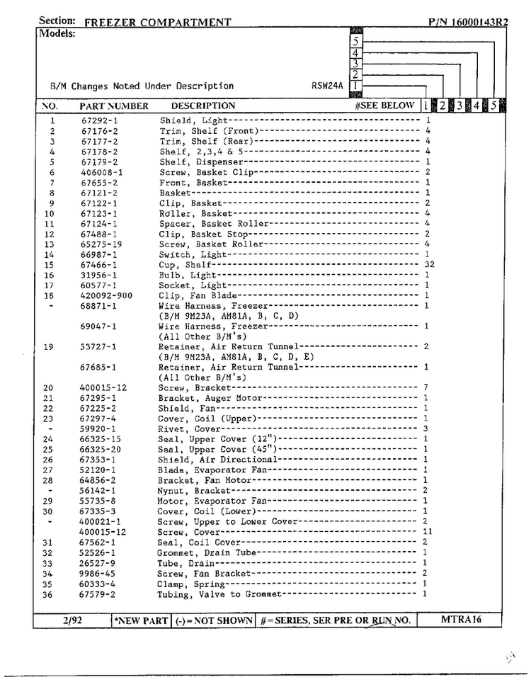 Freezer Compartment Page 2 Diagram and Parts List for 24712  Maytag Refrigerator