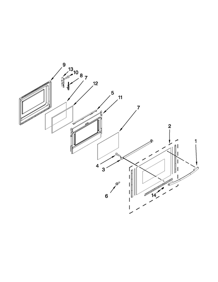 Lower Door Parts Diagram and Parts List for MET8885XW02  Maytag Range