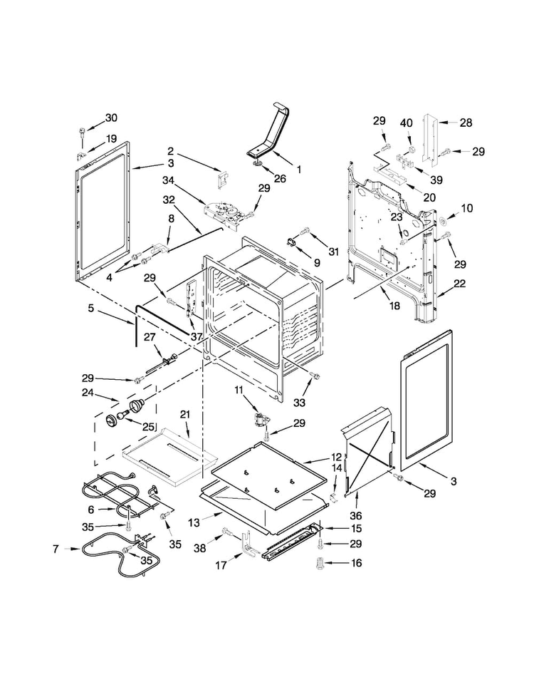 Chassis Parts Diagram and Parts List for MER7685BB0  Maytag Range