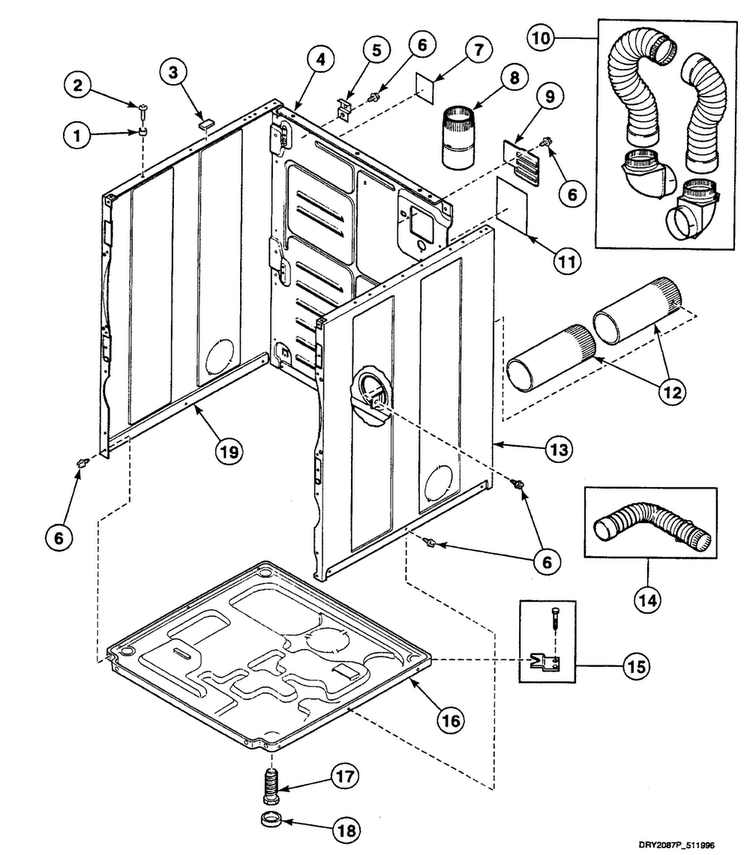 Cabinet Assy Diagram and Parts List for SSE707QF  Speed Queen Dryer
