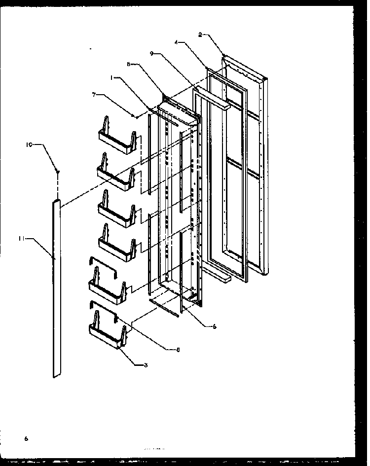 Freezer Door Diagram and Parts List for SXI20NL-P1162903WL  Amana Refrigerator