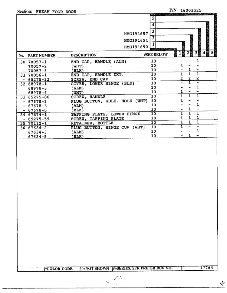 Fresh Food Door Page 3 Diagram and Parts List for 191650  Admiral Refrigerator