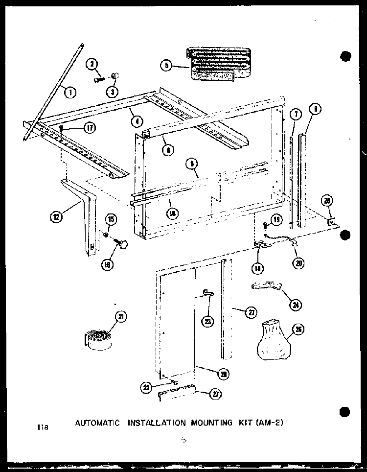 Automatic Installation Mounting Kit Diagram and Parts List for 10-2NM P54974-2R Amana Air Conditioner