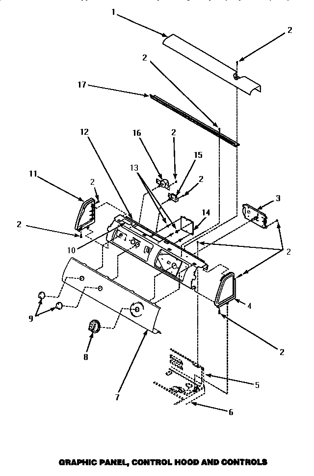 Graphic Panel, Control Hood & Controls Diagram and Parts List for LEM547L-P1176706WL  Amana Dryer