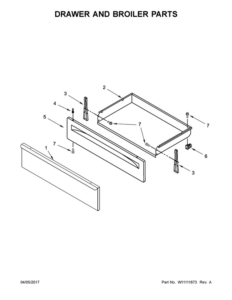 Drawer And Broiler Parts Diagram and Parts List for YAER6603SFW1  Amana Range