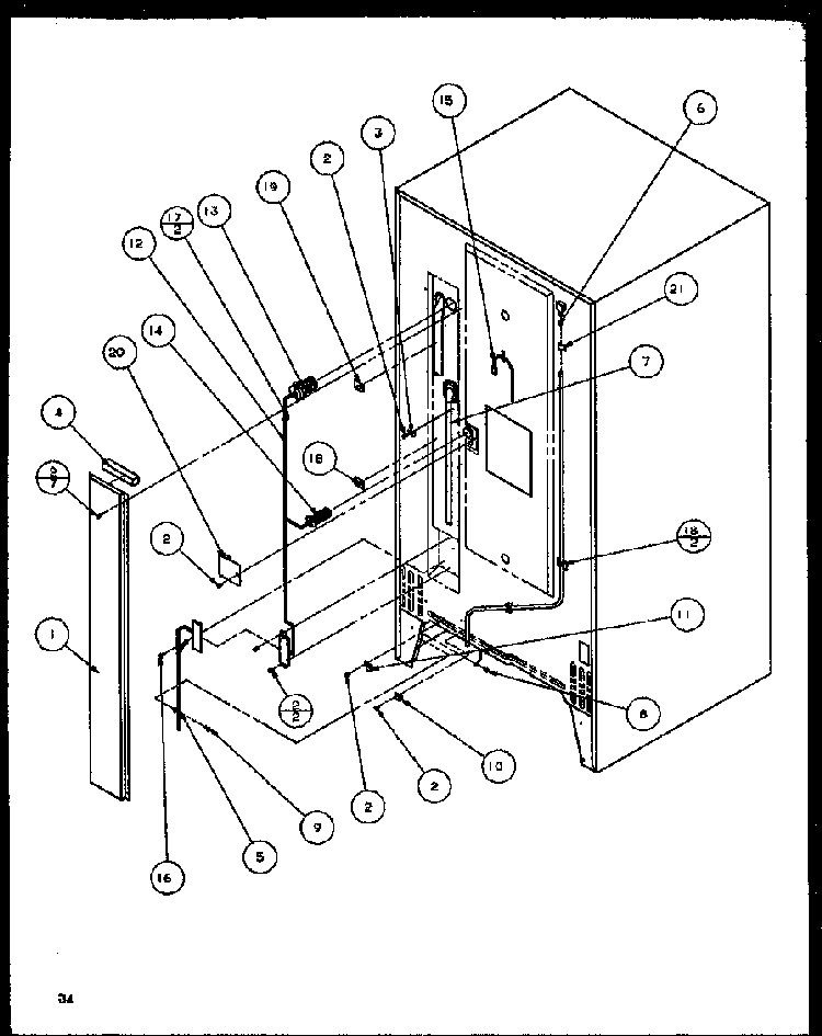 Cabinet Back Diagram and Parts List for TZ21Q2W-P1111713WW  Amana Refrigerator