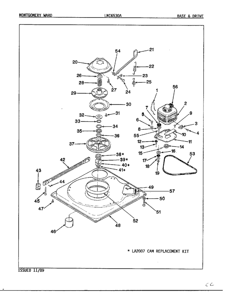 Base And Drive Parts Diagram and Parts List for 6530A REV A Norge Washer