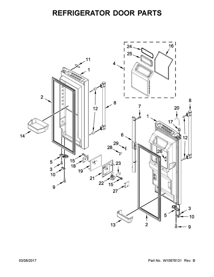Refrigerator Door Parts Diagram and Parts List for MFX2676FRZ00  Maytag Refrigerator