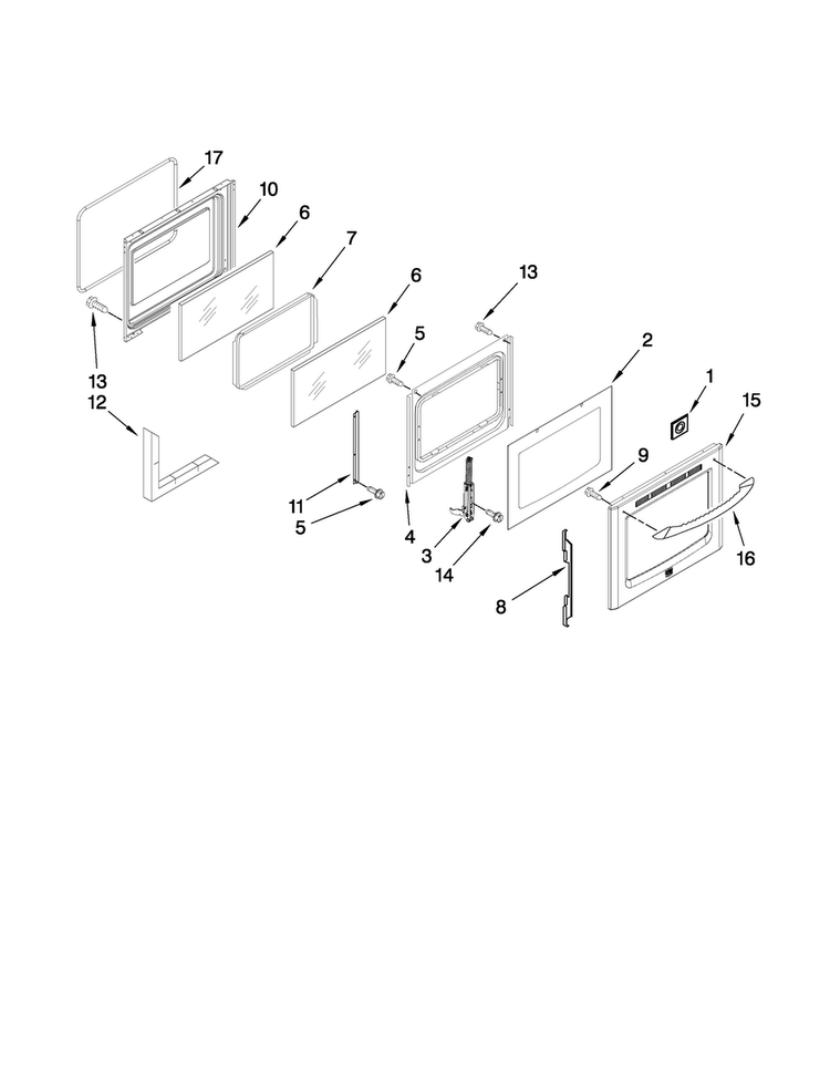 Door Parts Diagram and Parts List for MER8875WW0  Maytag Range