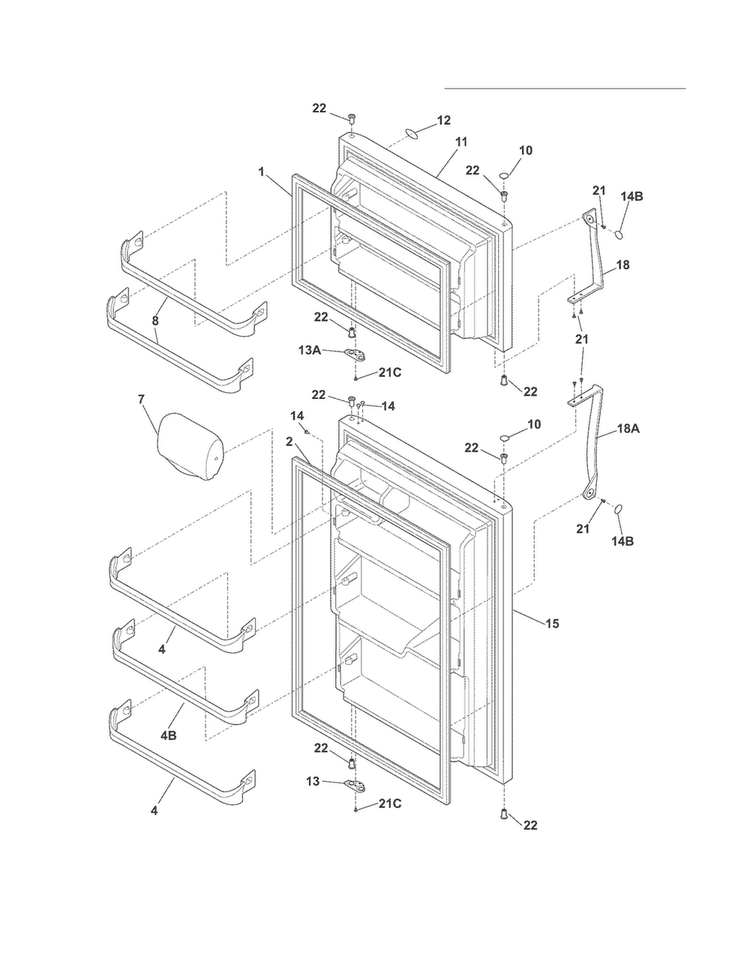Doors Diagram and Parts List for CRT185HLB6  Crosley Refrigerator