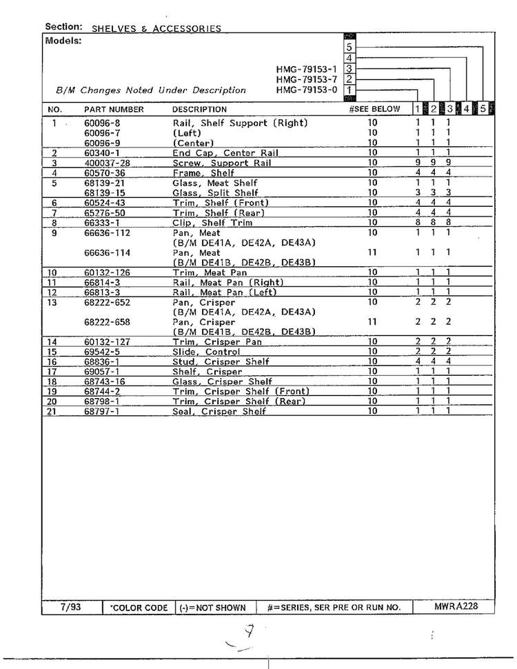 Shelves And Accessories Page 2 Diagram and Parts List for 79153-0B  Admiral Refrigerator