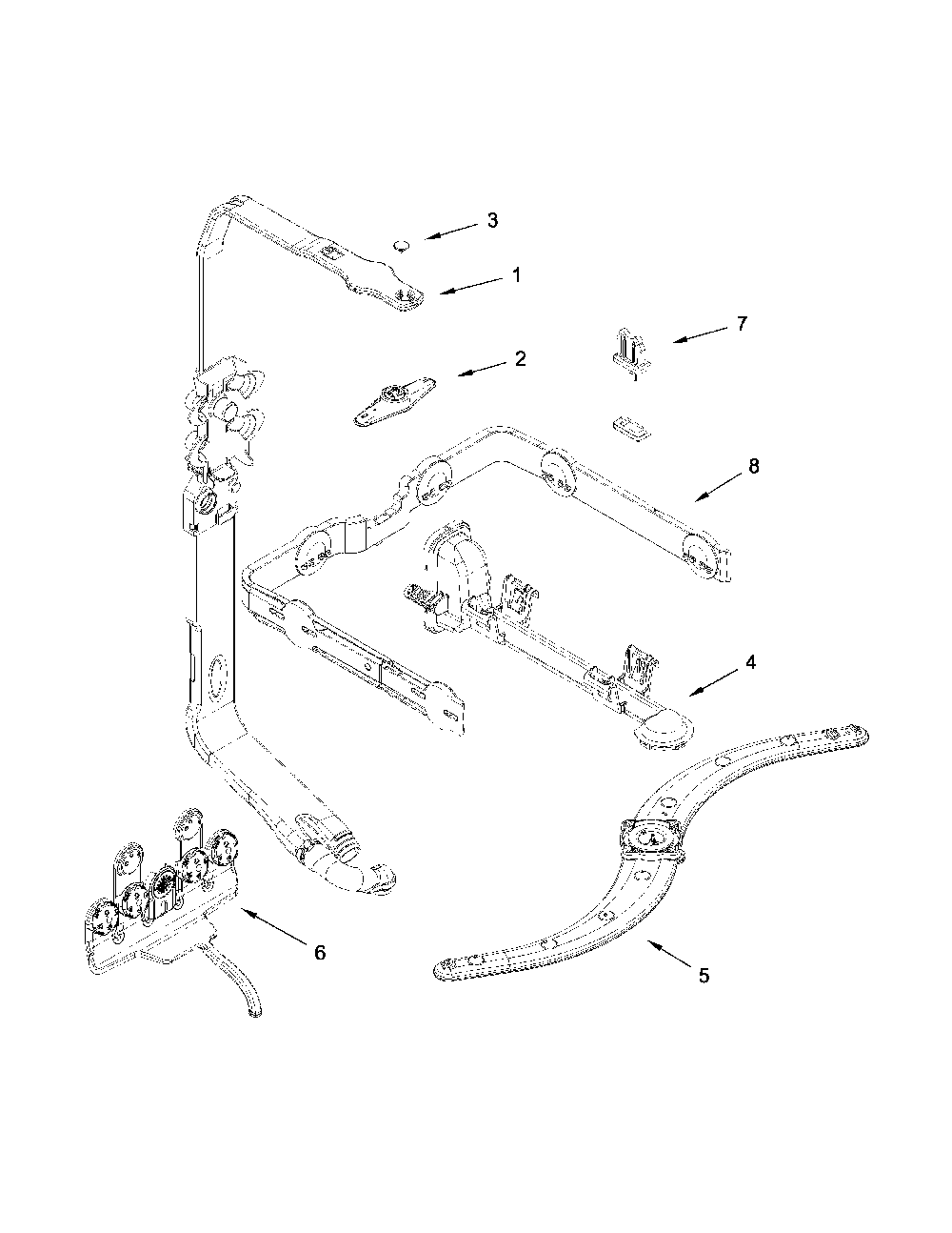 Upper Wash And Rinse Parts Diagram and Parts List for 66514762N510  Kenmore Dishwasher