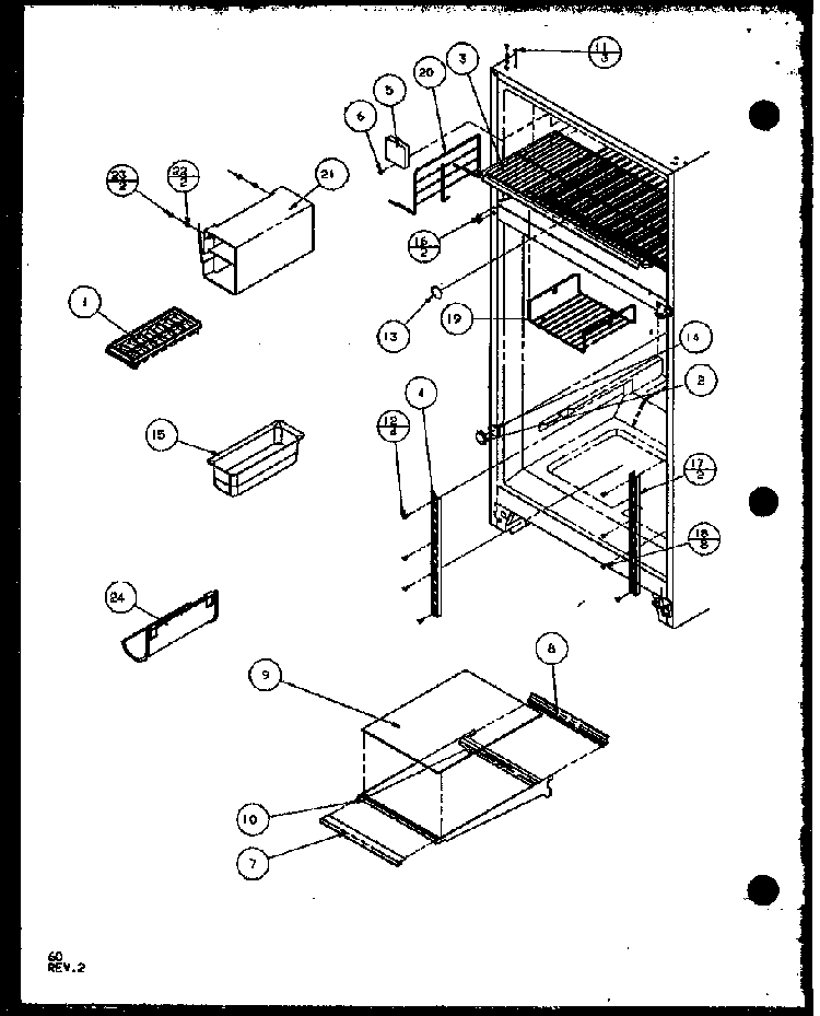 Cabinet Shelving Diagram and Parts List for TZ22QW-P1114906WW  Amana Refrigerator