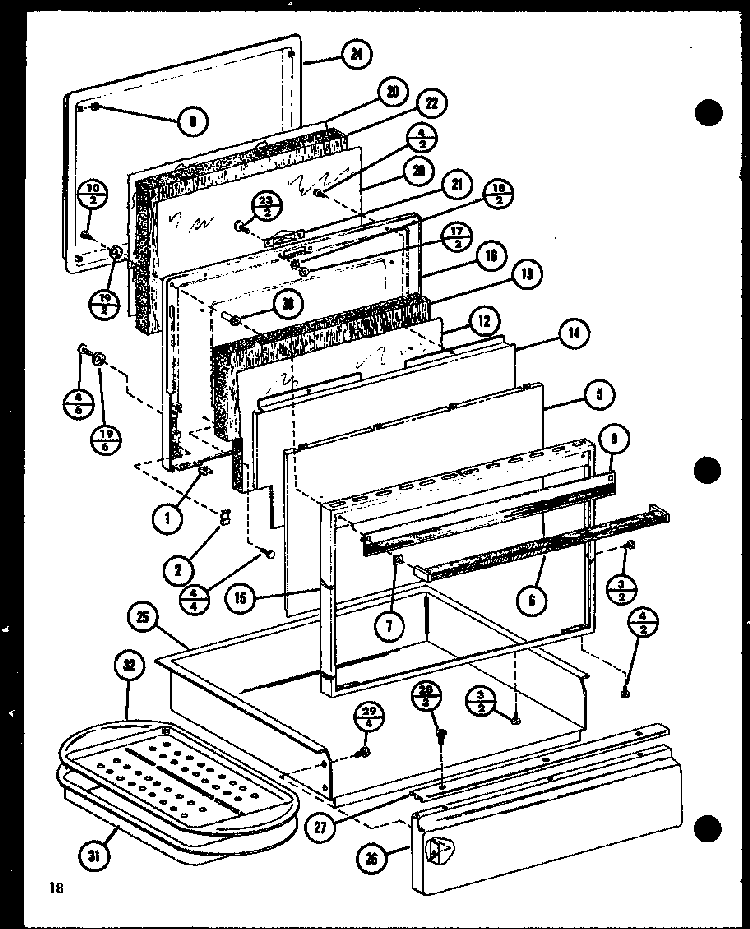 Door Diagram and Parts List for ARC-502 P85675-1S Amana Range