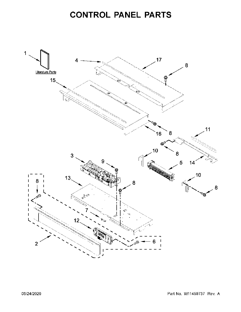 Control panel parts Diagram and Parts List for MEW9530FZ04  Maytag Wall Oven