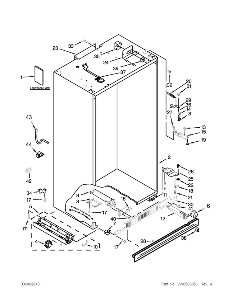 Cabinet Parts Diagram and Parts List for JS42PPDUDB15  Jenn-Air Refrigerator