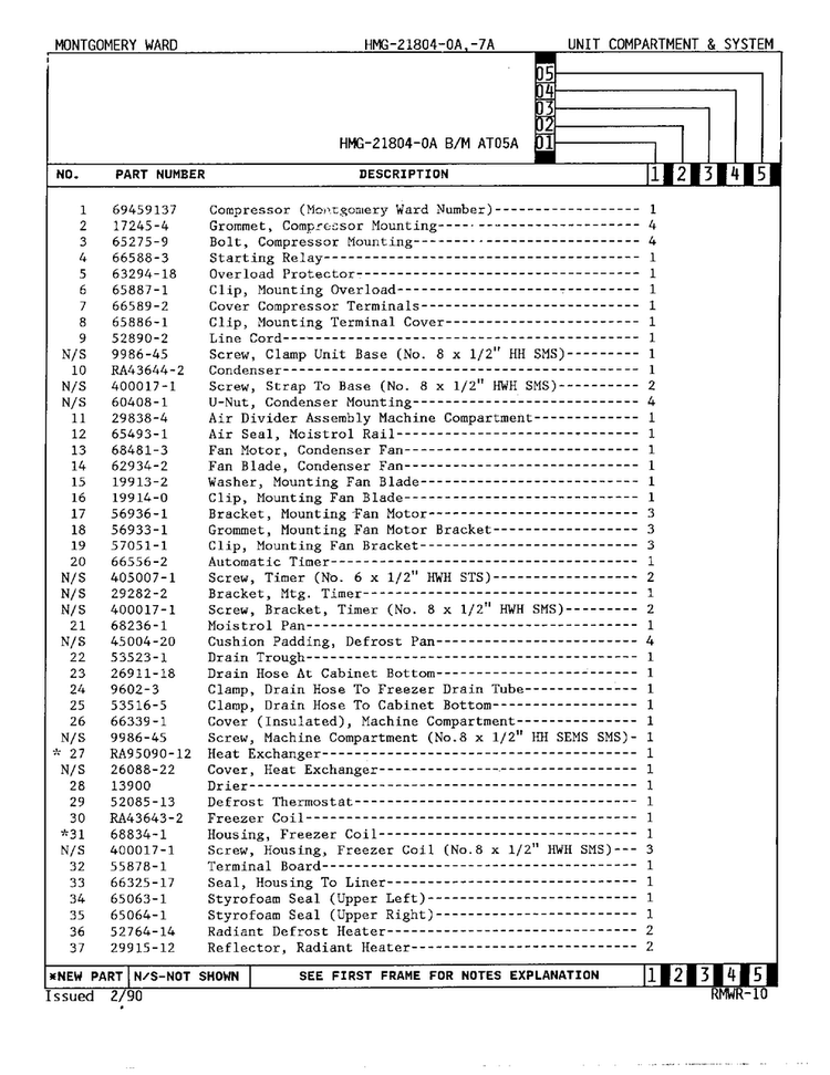 Unit Compartment And System Page 2 Diagram and Parts List for 21804A  Admiral Refrigerator