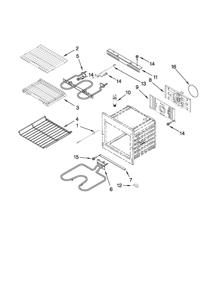 Internal Oven Parts Diagram and Parts List for JJW2730WS00  Jenn-Air Wall Oven
