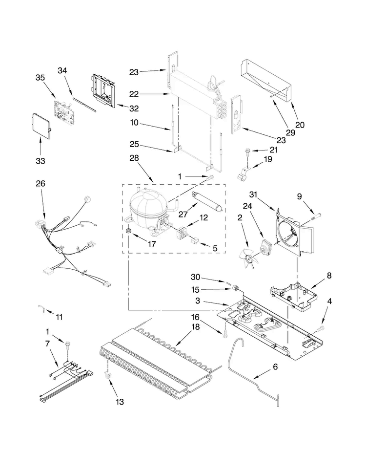 Unit Parts Diagram and Parts List for JFC2089WEM1  Jenn-Air Refrigerator