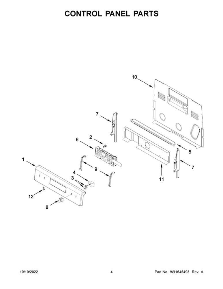 Control Panel Parts Diagram and Parts List for YMER6600FB5  Maytag Range
