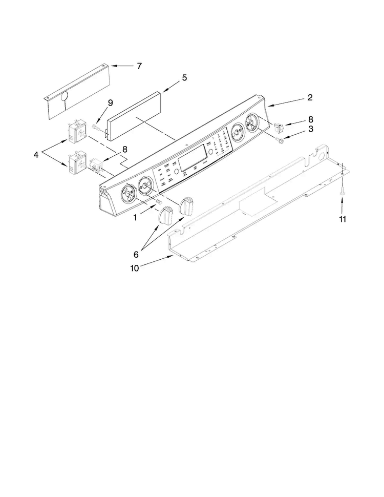 Control Panel Parts Diagram and Parts List for JES9750CAB00  Jenn-Air Range