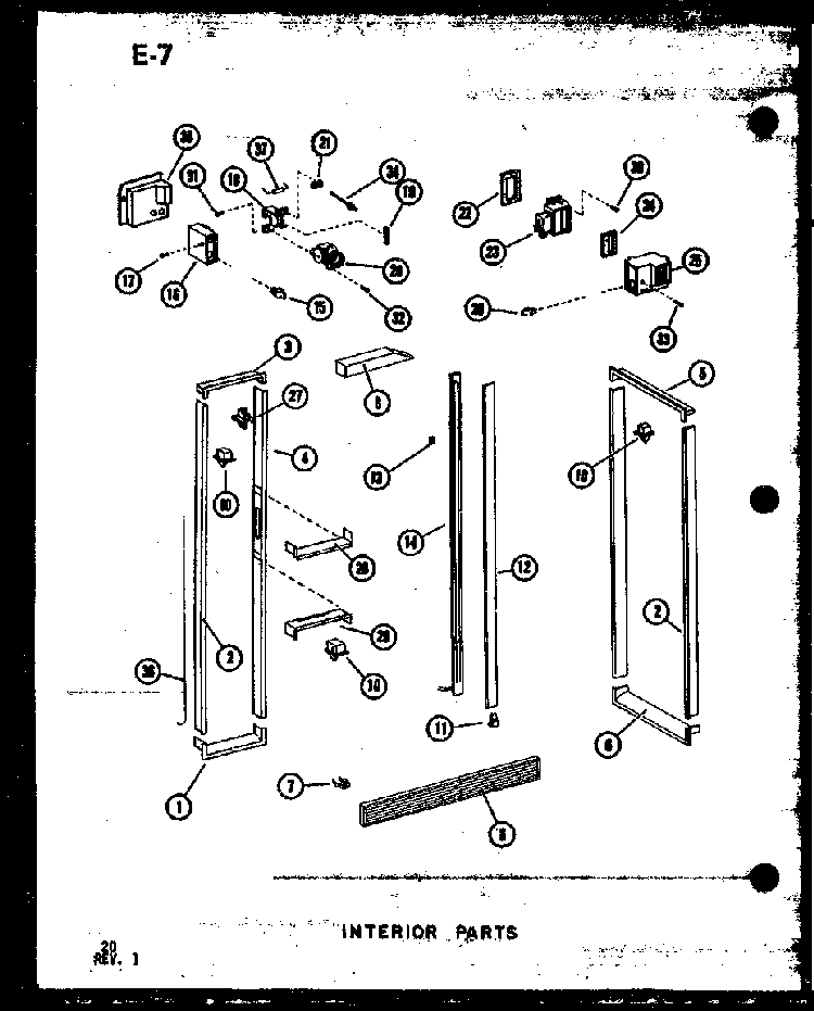 Interior Parts Diagram and Parts List for SRI19E-1-C-P74870-16WC  Amana Refrigerator
