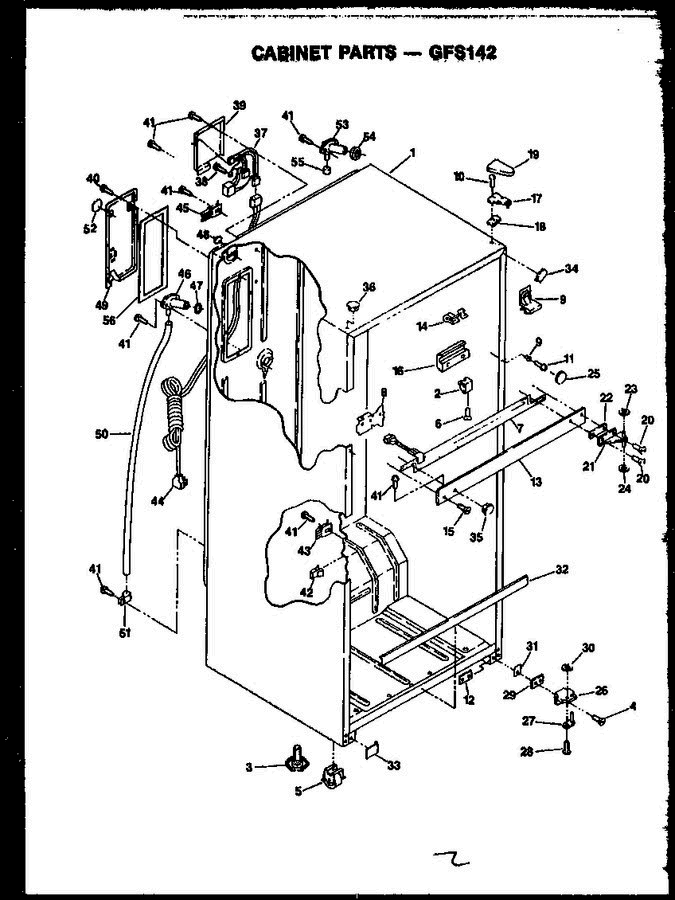 01 - Cabinet Parts Diagram and Parts List for GFS142 MN01 Amana Refrigerator