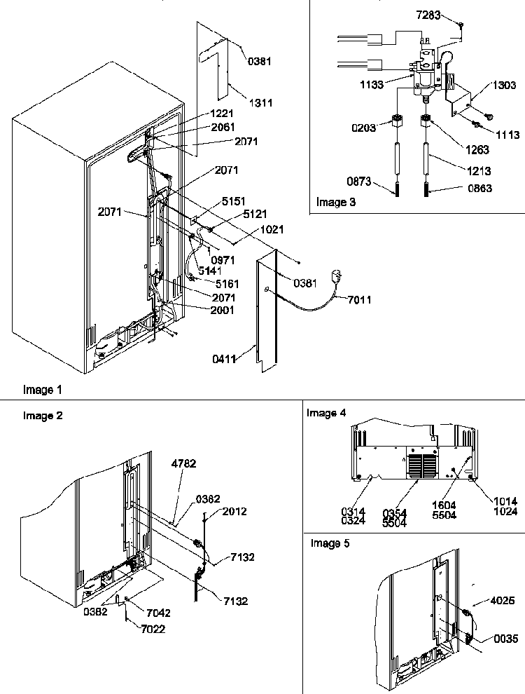 Cabinet Back Diagram and Parts List for SRDE327S3E-P1307103WE  Amana Refrigerator