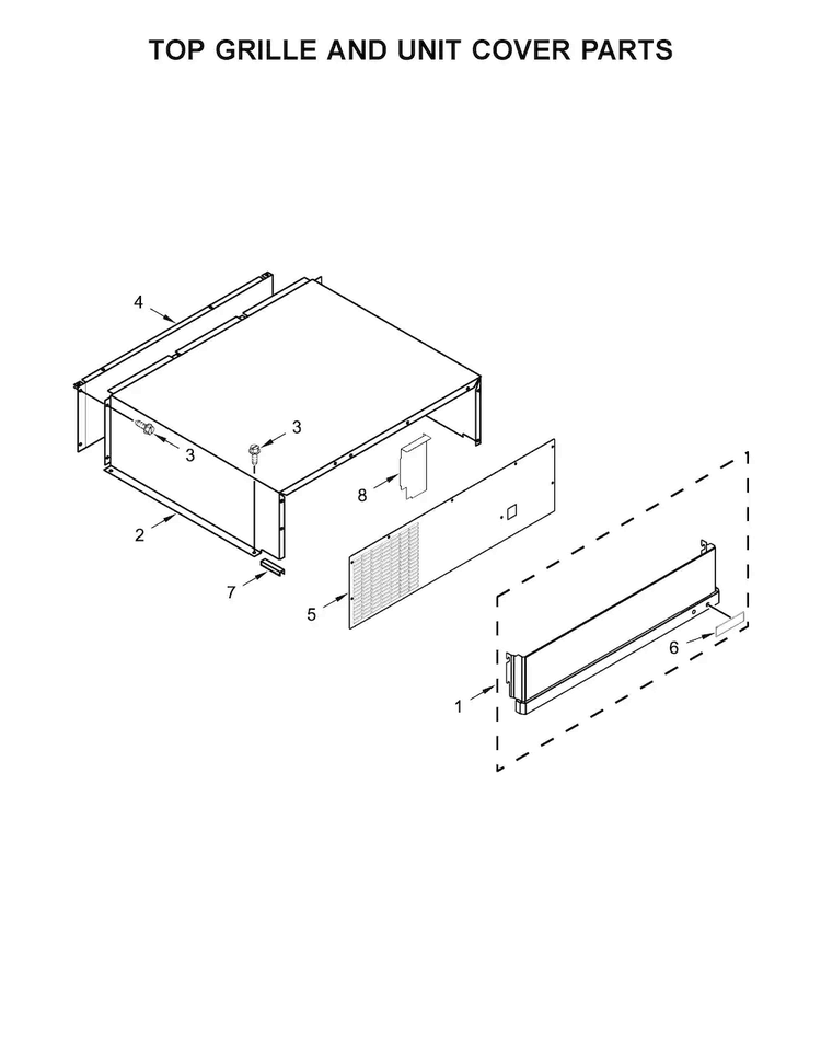 Top Grille And Unit Cover Parts Diagram and Parts List for JS48SSDUDE01  Jenn-Air Refrigerator