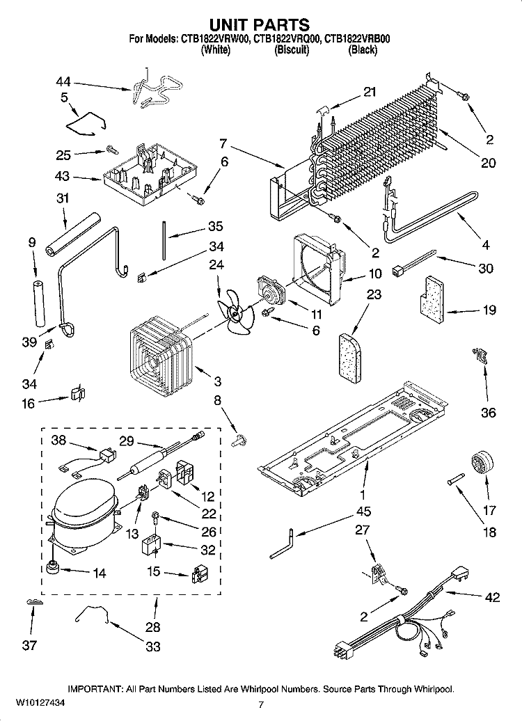 UNIT PARTS Diagram and Parts List for CTB1822VRW00  Magic Chef Refrigerator