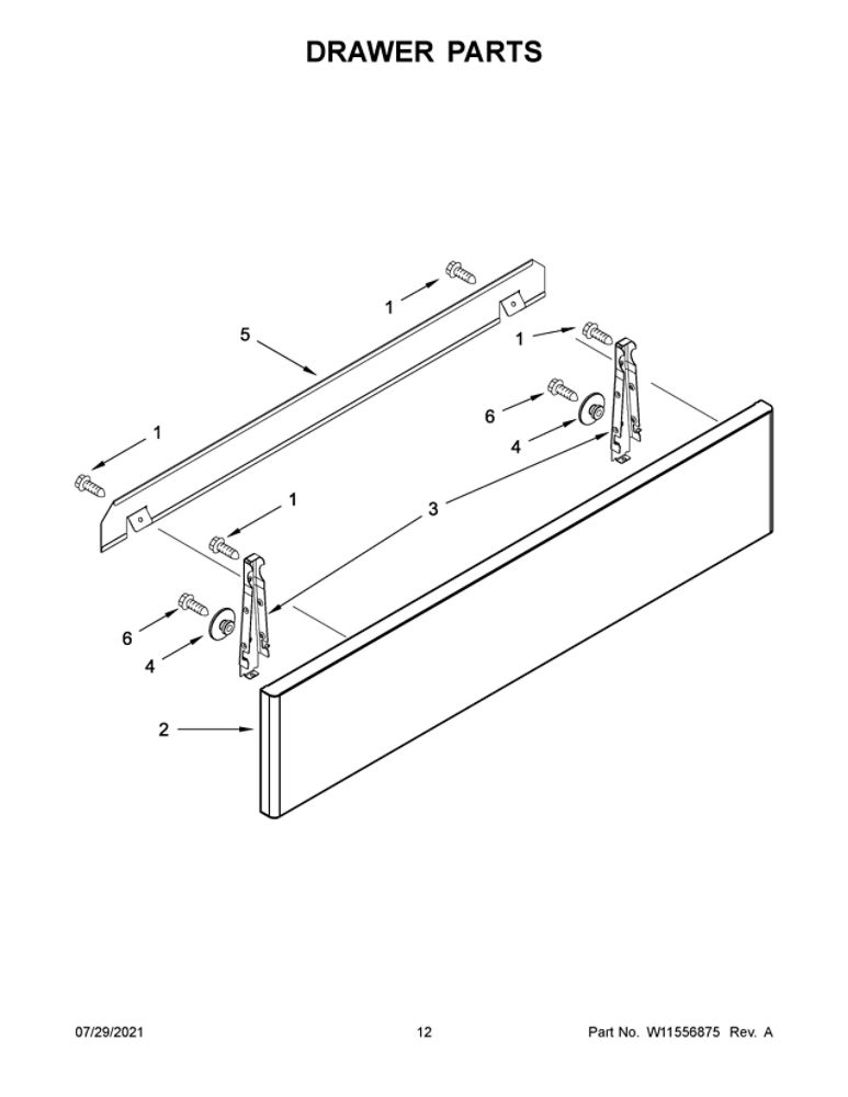 Drawer Parts Diagram and Parts List for JDS1750FS1  Maytag Range