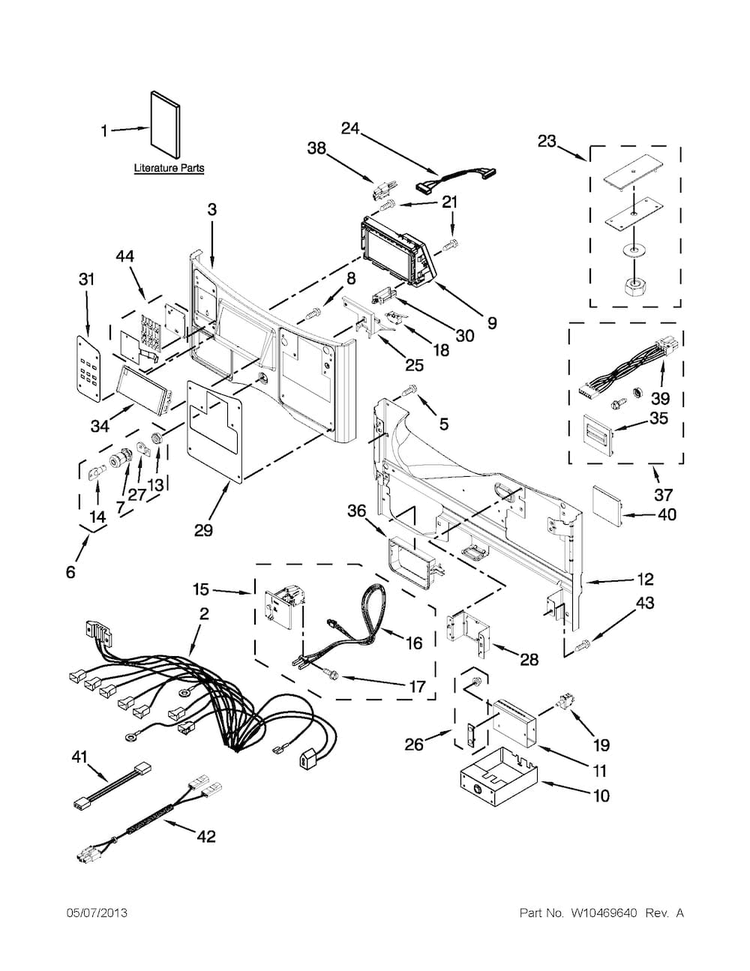 Control Panel Parts Diagram and Parts List for MLE20PDBYW2  Maytag Washer Dryer Combo