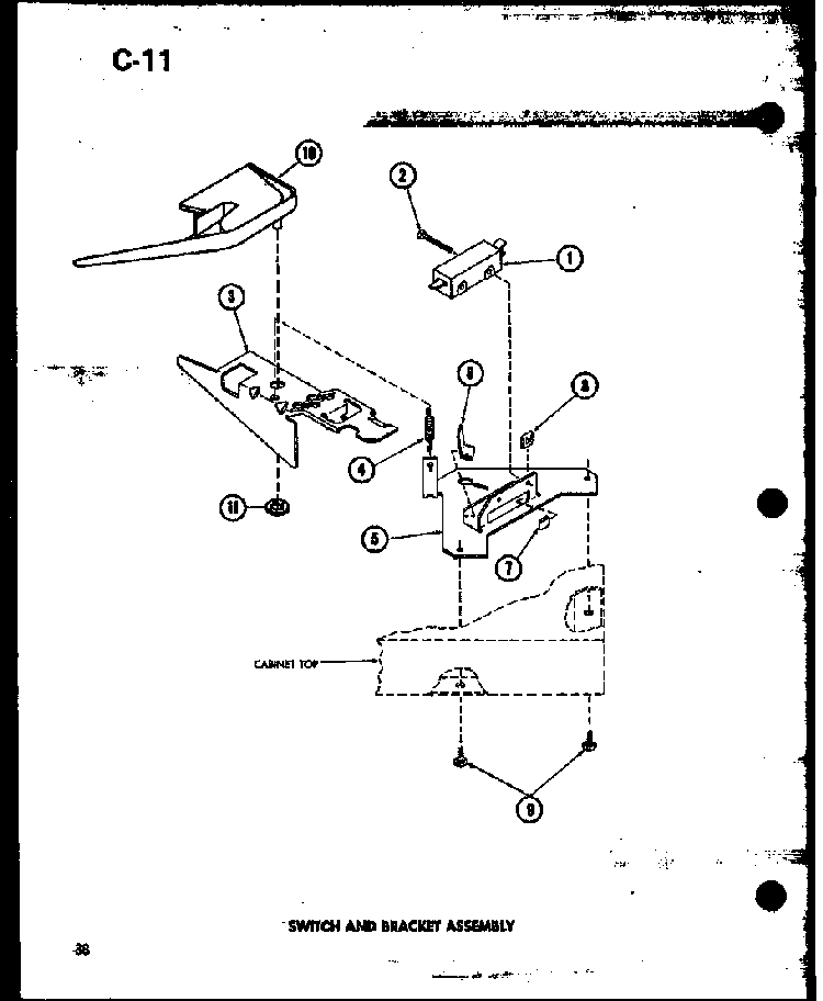 Switch And Bracket Assembly Diagram and Parts List for TAA800 P75751-7W Amana Dryer