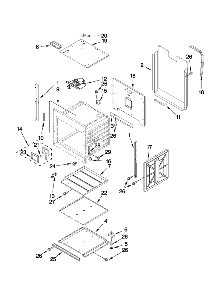 Lower Oven Parts Diagram and Parts List for JJW2827WS01  Jenn-Air Wall Oven