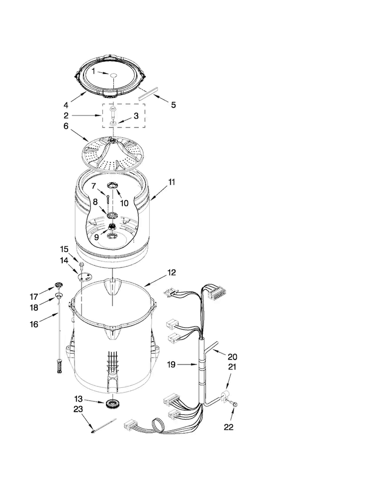 Basket And Tub Parts Diagram and Parts List for 4GMVWC400YW0  Maytag Washer