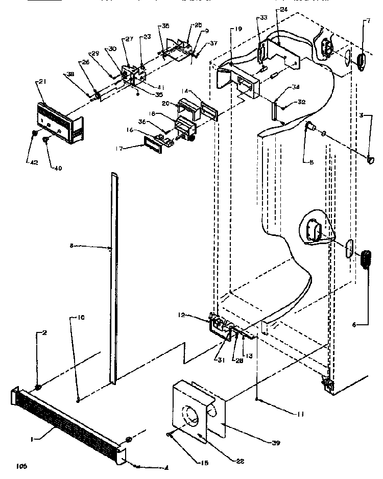 Controls & Cabinet Diagram and Parts List for SXD520NW-P1181101WW  Amana Refrigerator