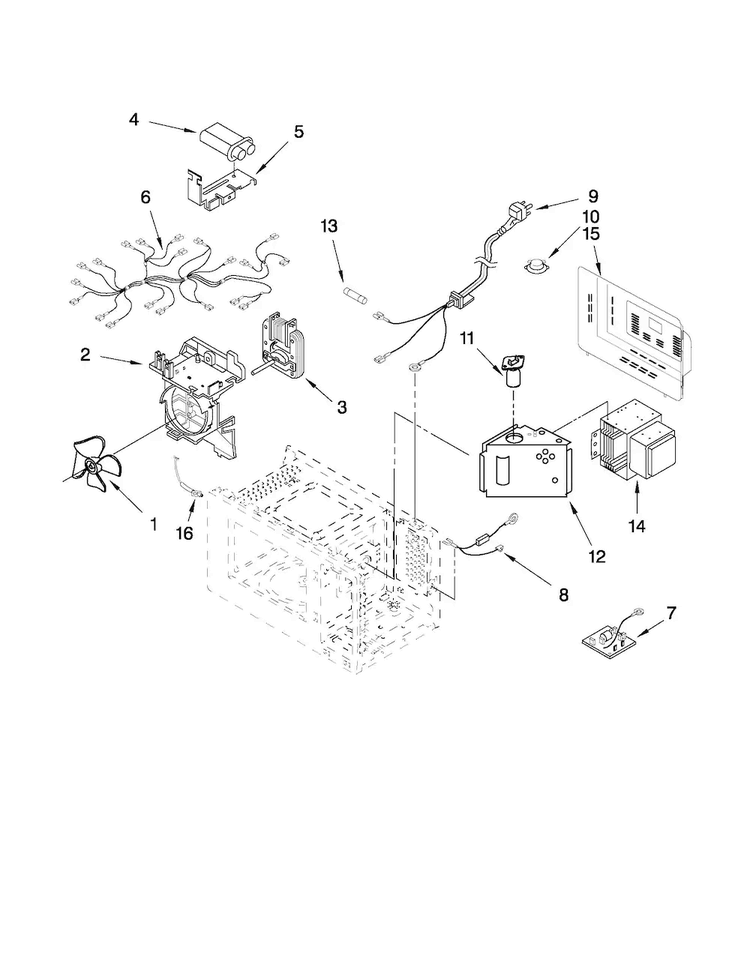 Microwave Interior Parts Diagram and Parts List for JMC1150WS00  Jenn-Air Microwave