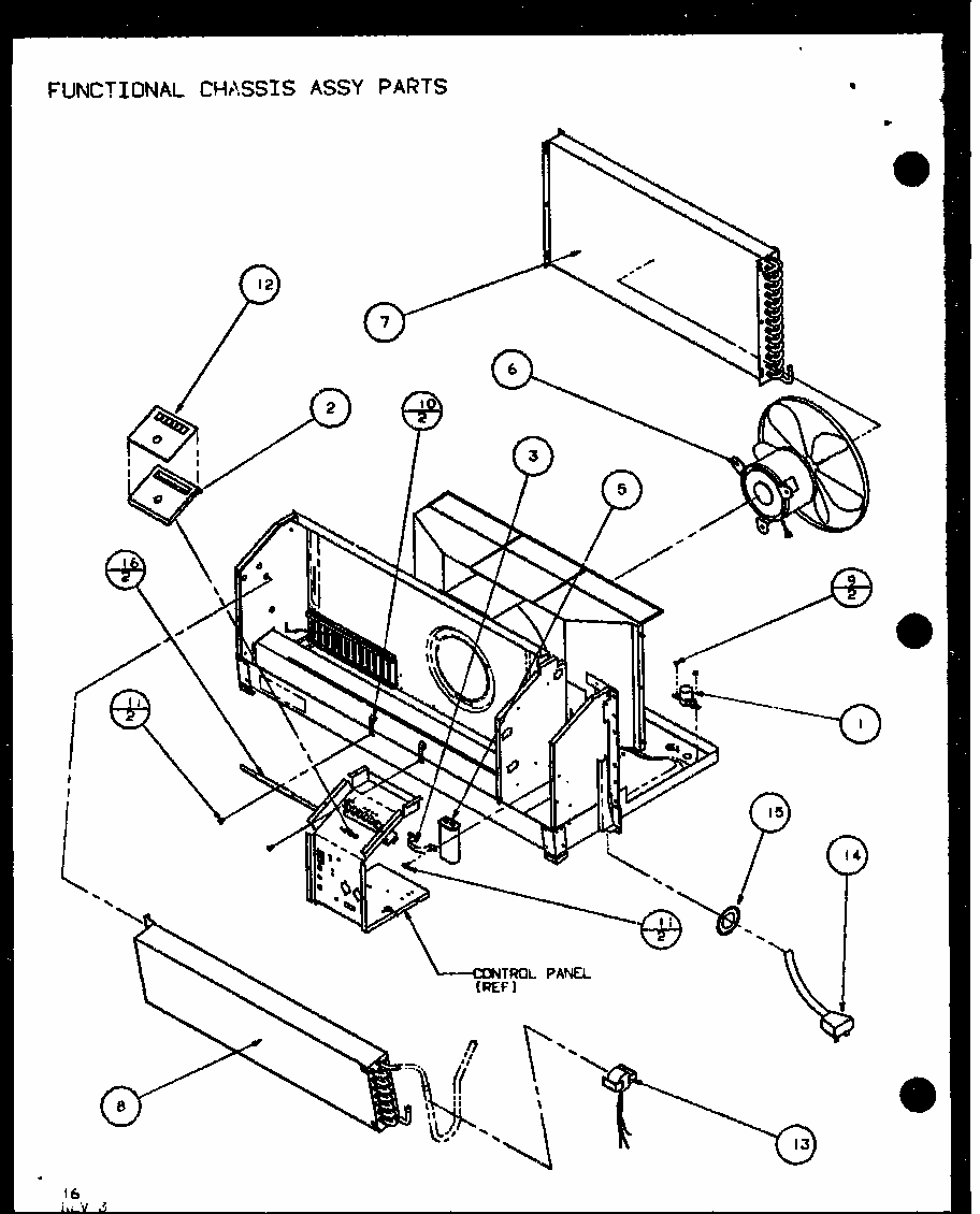 Function Chassis Assy Parts (pth07400er/p9872101r) (pth07300er/p9812601r) Diagram and Parts List for PTH12300ER P9812615R Amana Air Conditioner