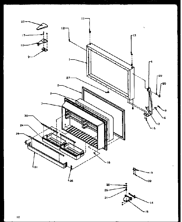 Freezer Door Diagram and Parts List for TG18R2L-P1158305WL  Amana Refrigerator