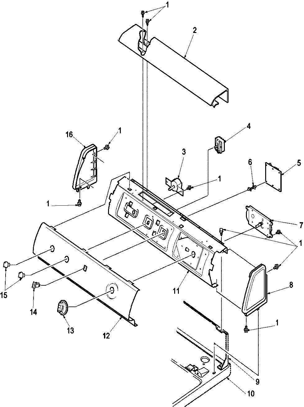 Control Panel Diagram and Parts List for LGD65AW-PLGD65AW  Amana Dryer