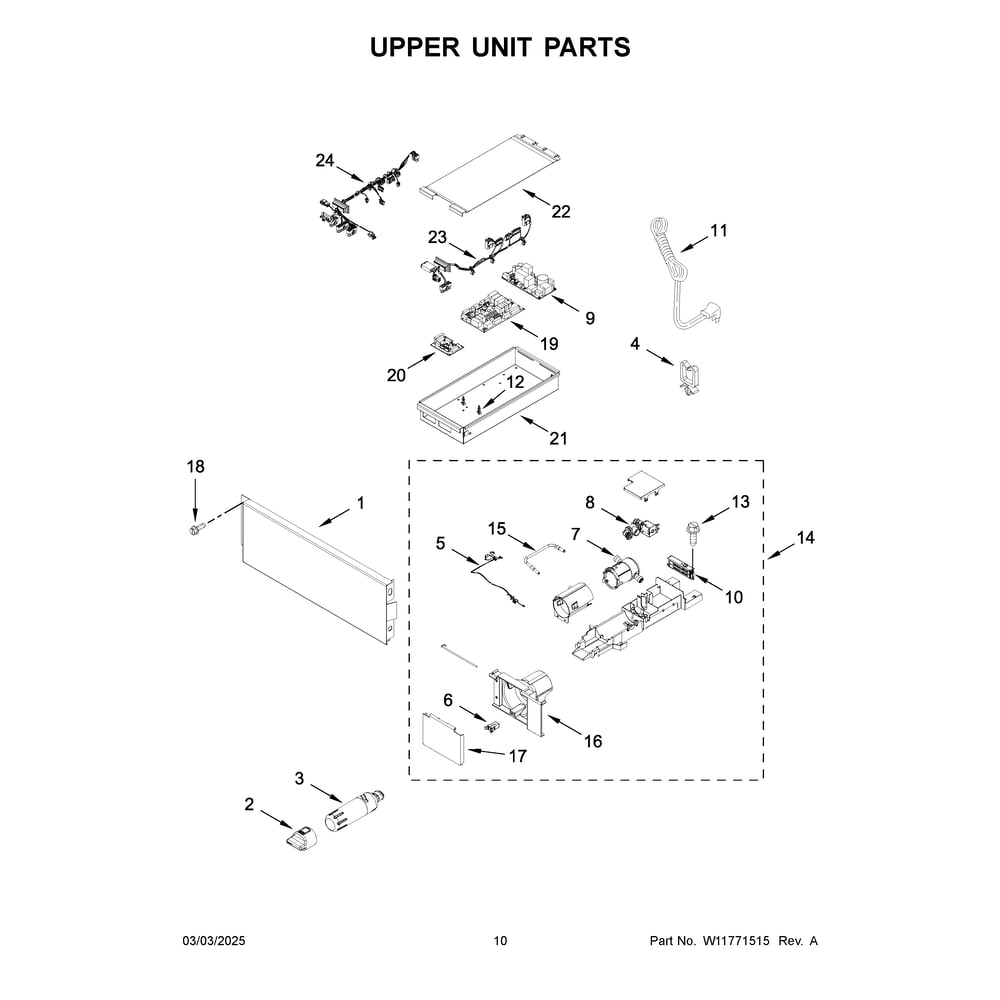 Upper Unit Parts Diagram and Parts List for JBZFL30IGX20  Jenn-Air Freezer